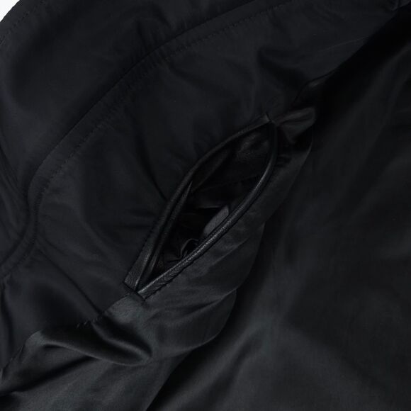 OVADIA & SONS Leather Trim Satin Bomber Jacket Black Minimal Athleisure Aviator - Picture 8 of 14